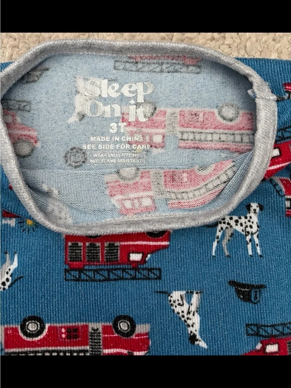 Kids Blue Firetruck Pajama Set - Long Sleeve & Pants